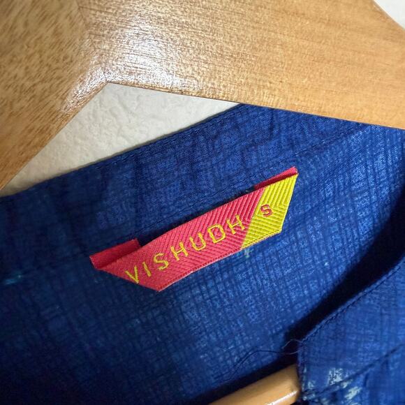 Vishudh Blue Fit and Flare 100% Cotton Dress Small - Picture 2 of 13